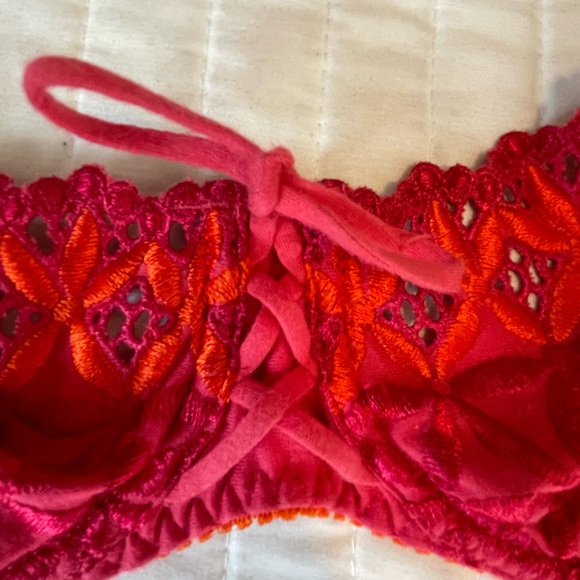 AUBADE Paris BAHIA Balconette SHOWGIRL Orange Underwire Demi Bra Sz 34C Lace - Picture 11 of 11